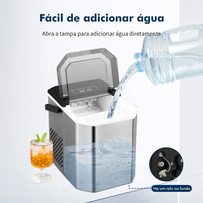 Smart Ice - Máquina de Gelo Portátil 12kg - Compacta, Silenciosa e Rápida