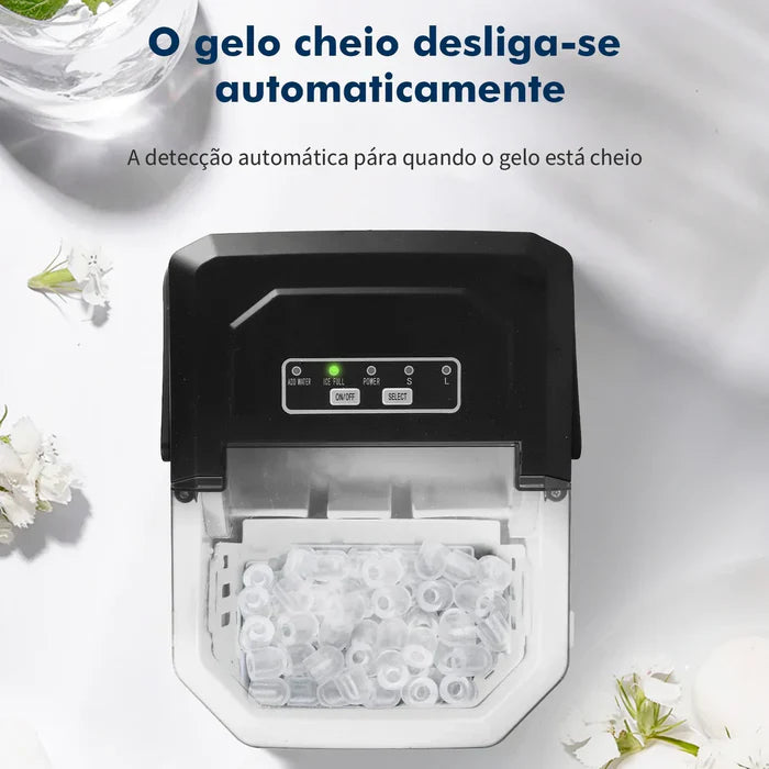 Smart Ice - Máquina de Gelo Portátil 12kg - Compacta, Silenciosa e Rápida