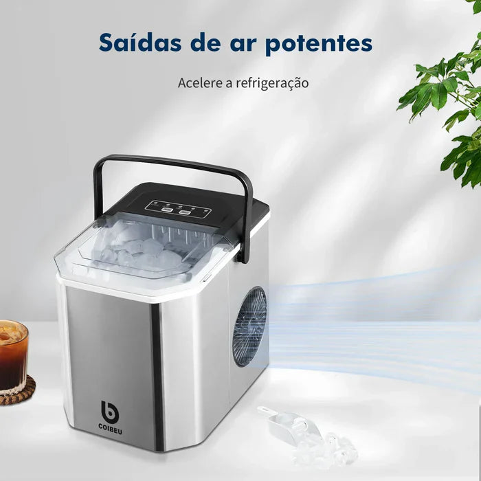 Smart Ice - Máquina de Gelo Portátil 12kg - Compacta, Silenciosa e Rápida