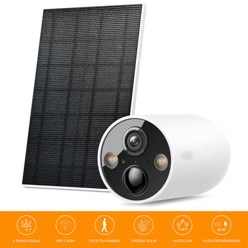 Câmera SolarGuard [Sem Fio Bateria Solar WiFi Resolução 2K 4MP]